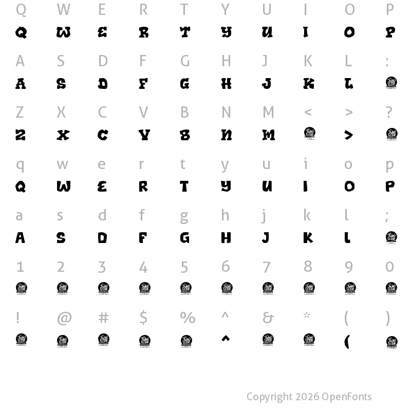 Character Map of KHIWU Thin Personal Use