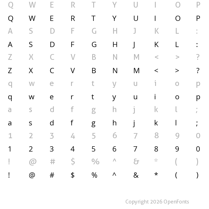 Character Map of Khula Regular