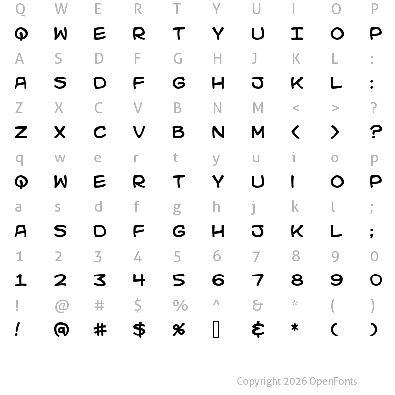 Character Map of Kid Kosmic Regular