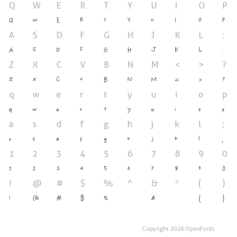 Character Map of Kids Hand Regular