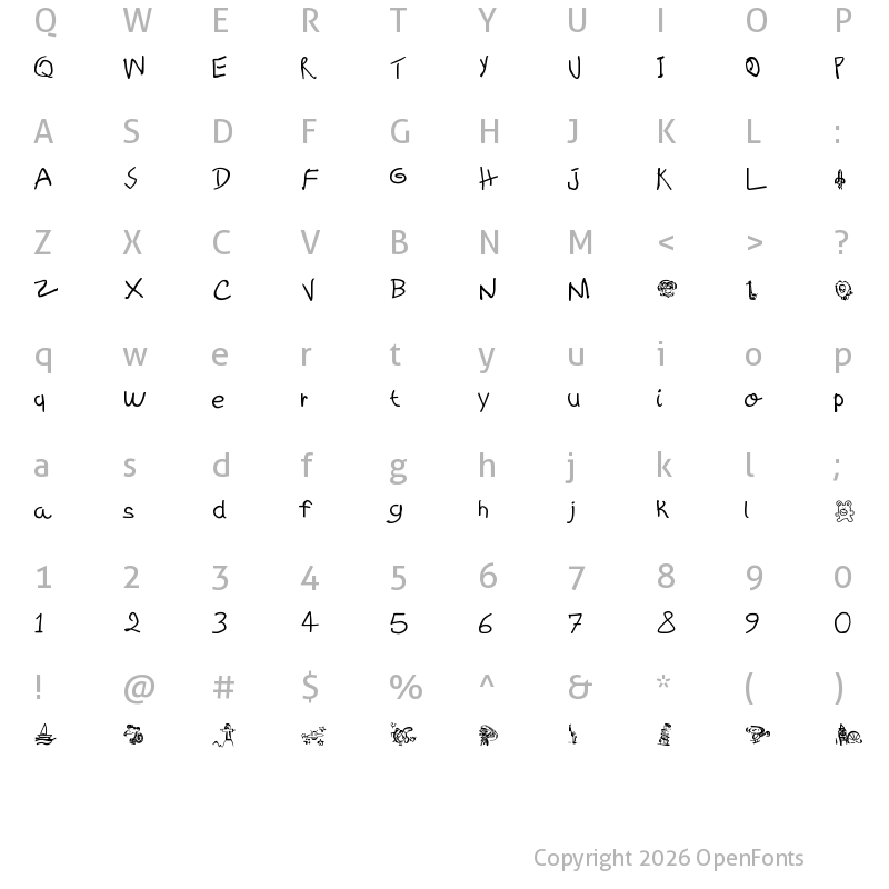 Character Map of kidS Written Regular