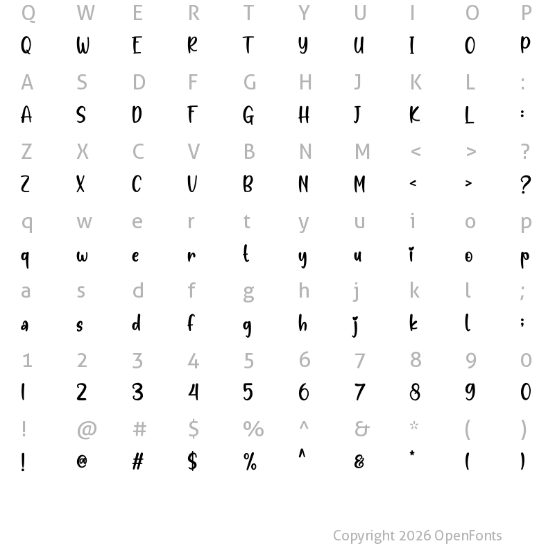Character Map of Kids Zona Regular