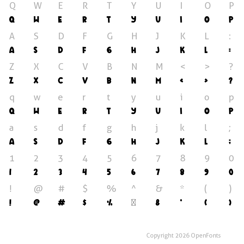 Character Map of Kidsco Regular