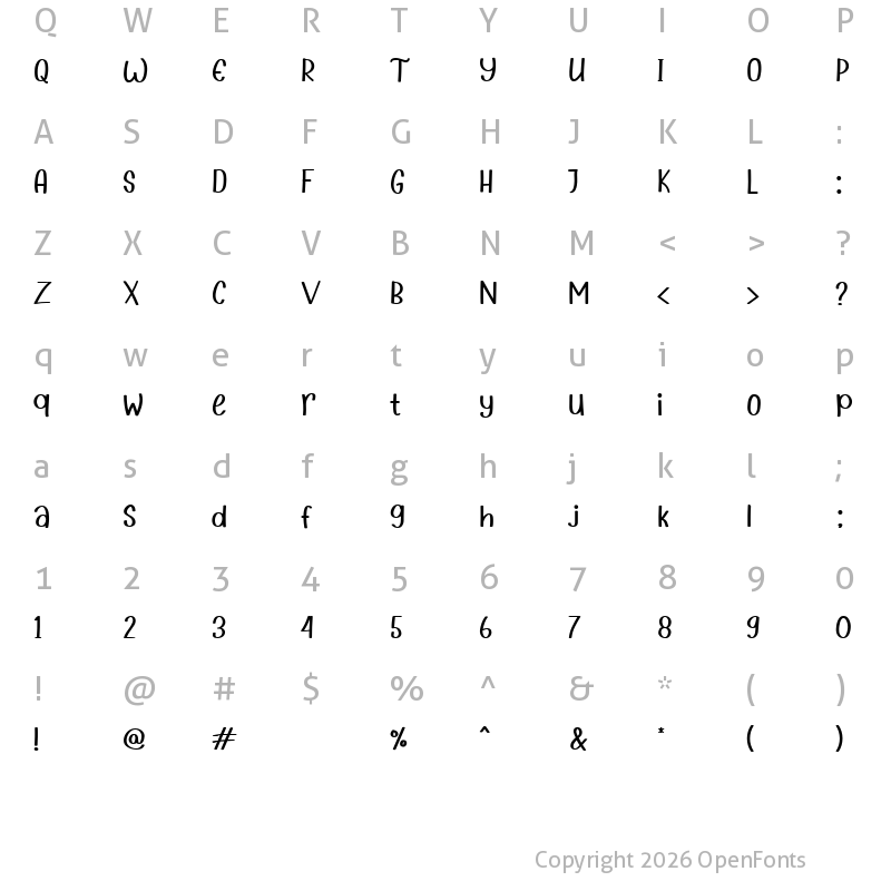 Character Map of Kidstar Regular