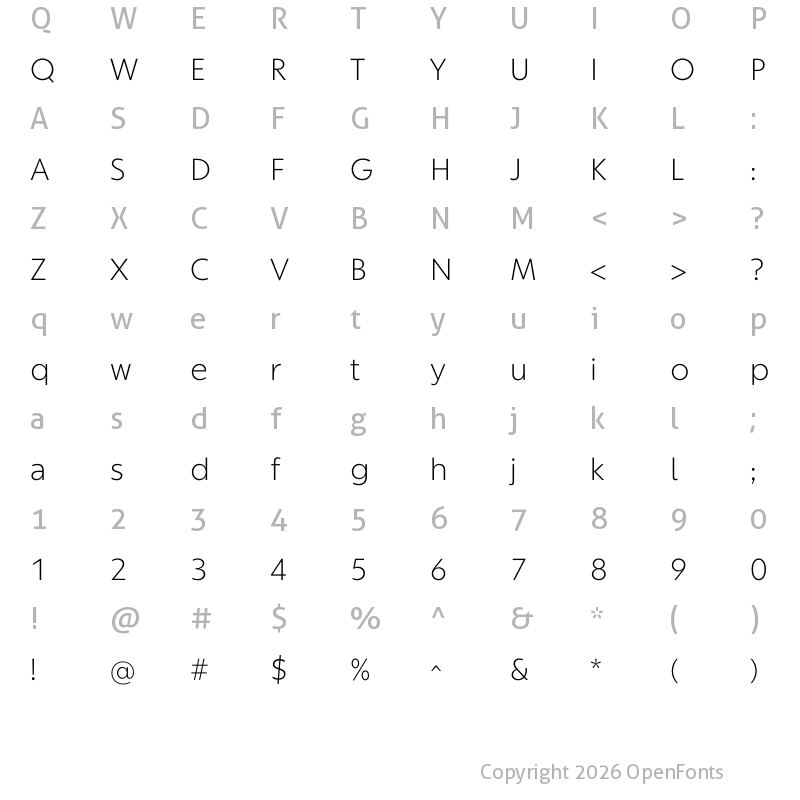 Character Map of KIDStip Display Light