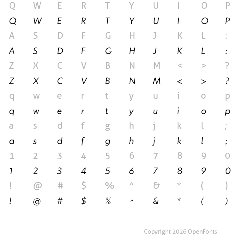 Character Map of KIDStip Italic