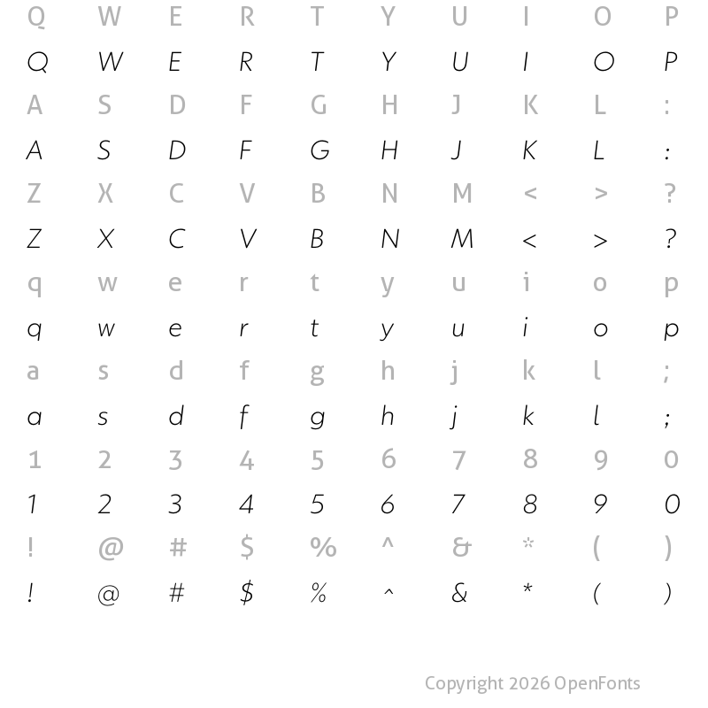 Character Map of KIDStip Light Italic