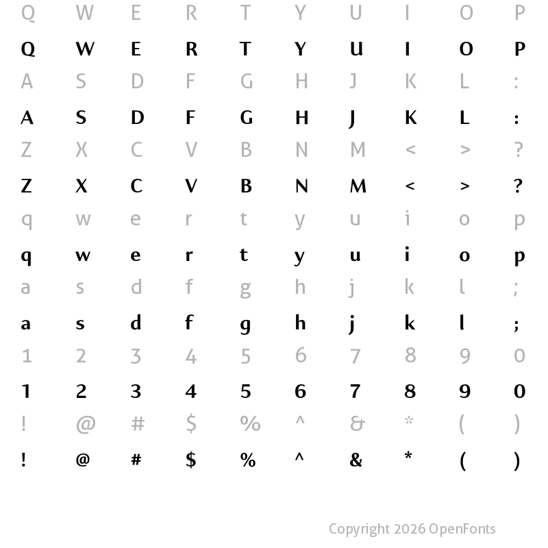 Character Map of Kigelia Tifinagh Bold