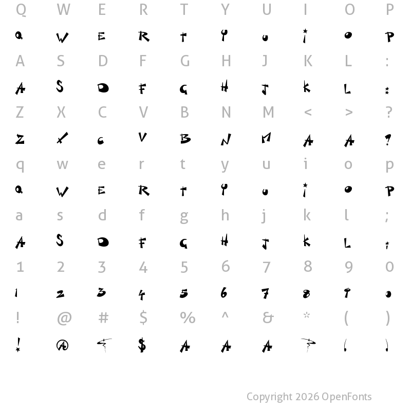 Character Map of Kill Switch Regular