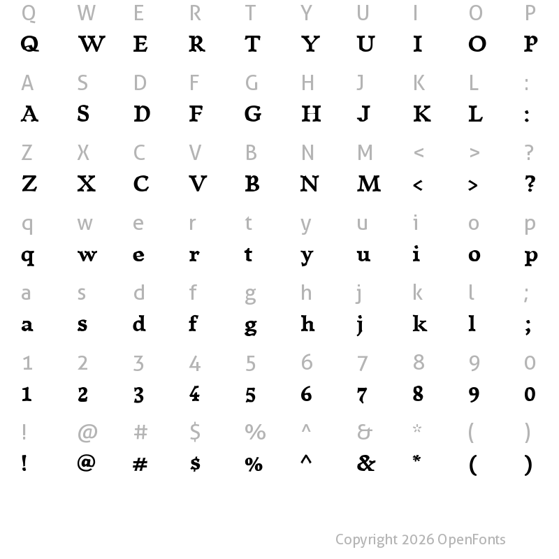 Character Map of Killam Bold