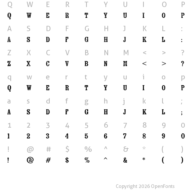 Character Map of Kiln Serif Spiked