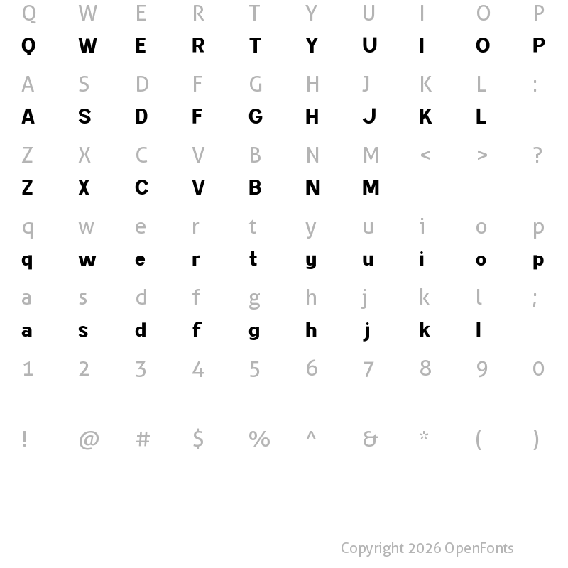 Character Map of Kimball Bold DEMO Heavy