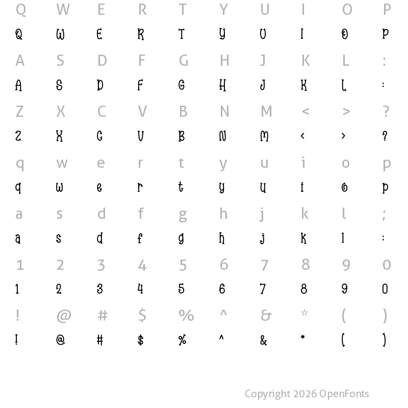 Character Map of Kinder Flower Regular