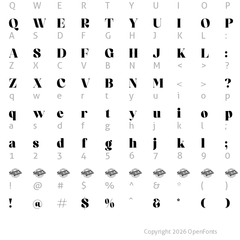 Character Map of Kindora Bufferly DEMO VERSION Regular