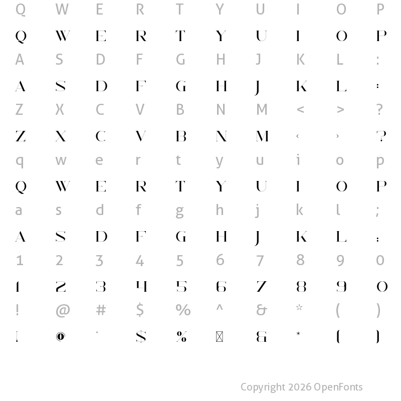Character Map of Kindra Regular