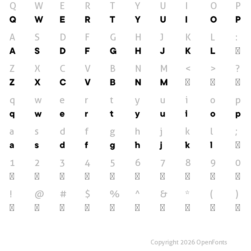 Character Map of Kinetic Sans Bold