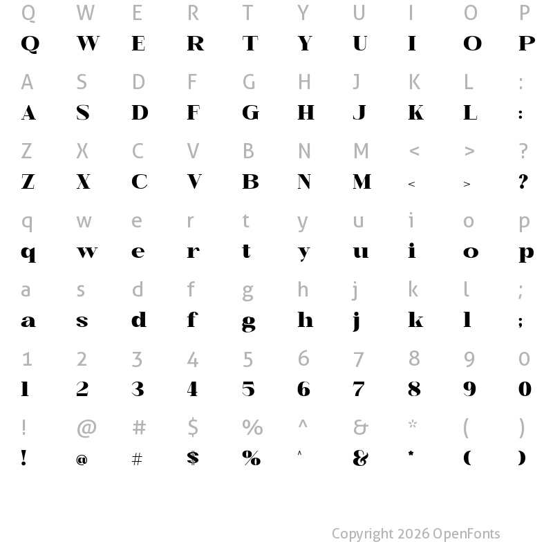 Character Map of Kingkey Demo Black