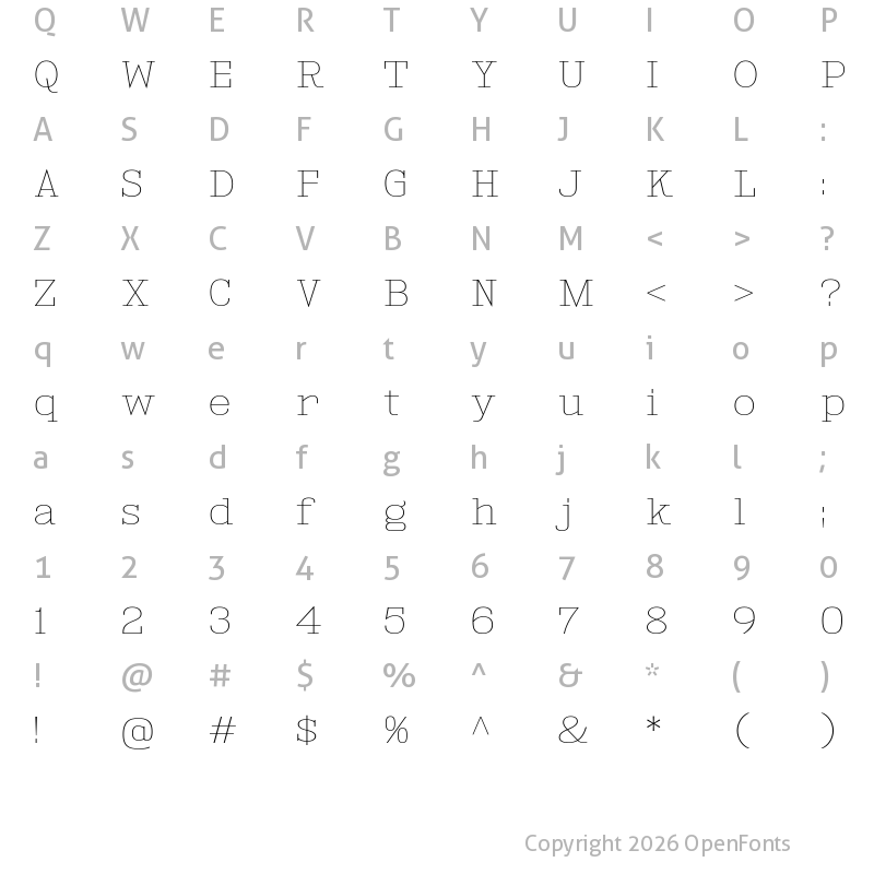 Character Map of Kingsbridge Expanded UltraLight