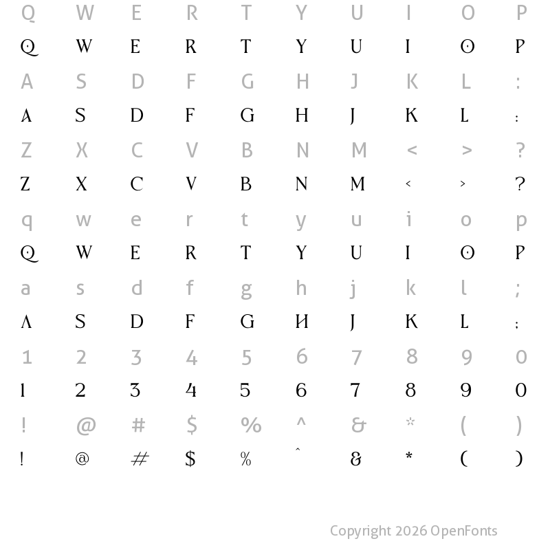 Character Map of Kingston Roman Regular