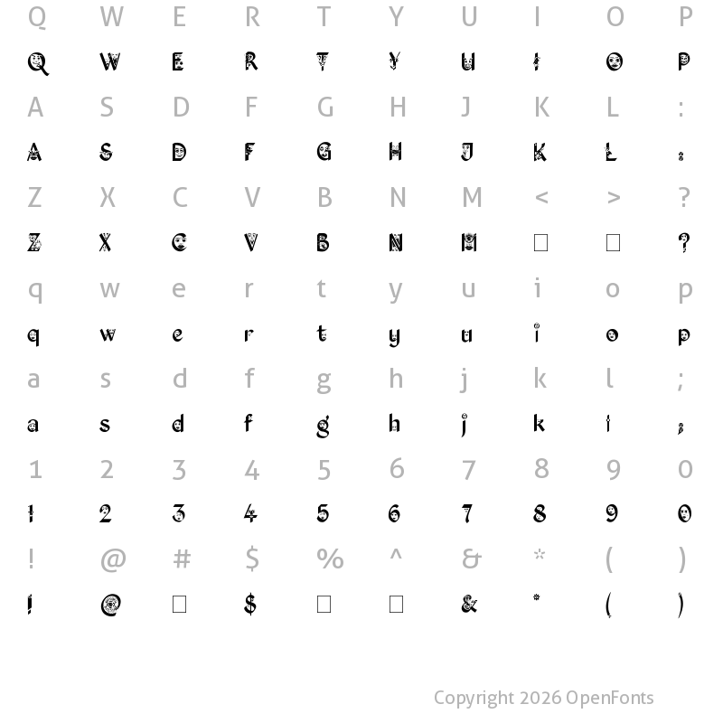 Character Map of Kingthings Facetype Regular
