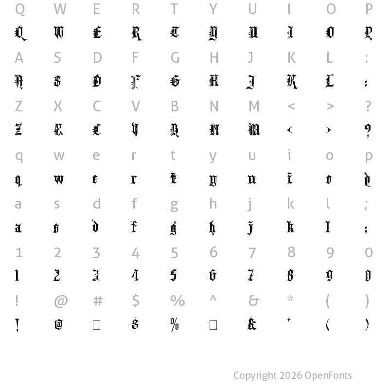 Character Map of Kingthings Spikeless Regular