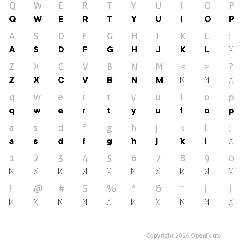 Character Map of Kinsans Bold