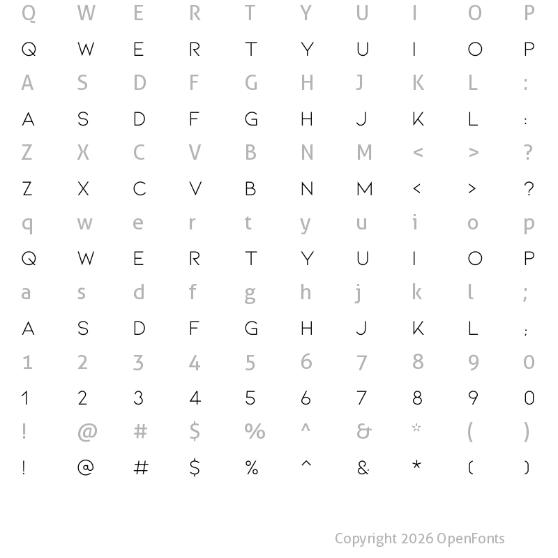 Character Map of Kiona Regular