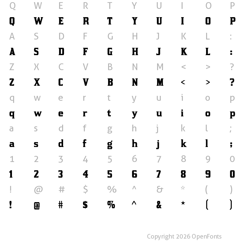 Character Map of Kirsty Bold