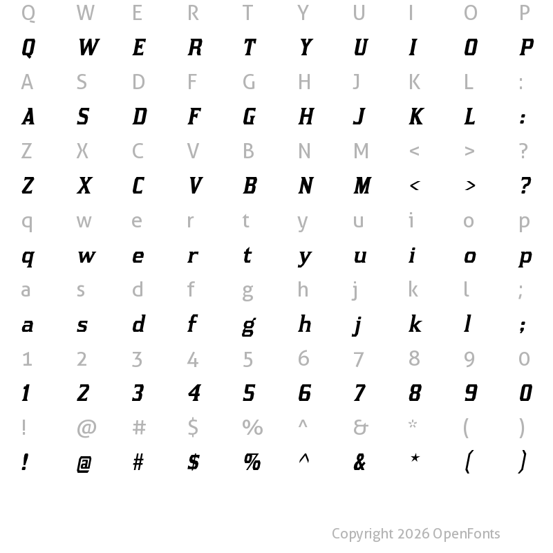 Character Map of Kirsty Italic