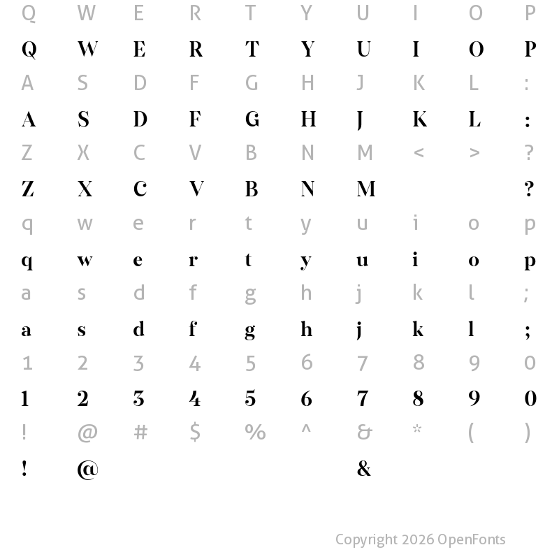 Character Map of Kisba Nova Headline Test Medium