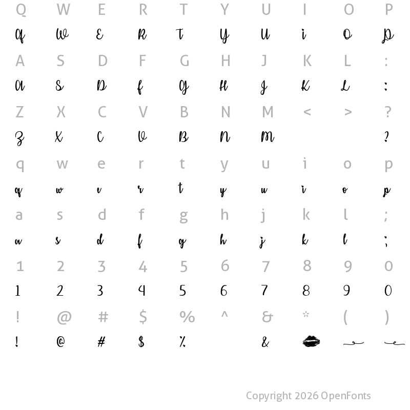 Character Map of Kiss Me or Not Regular