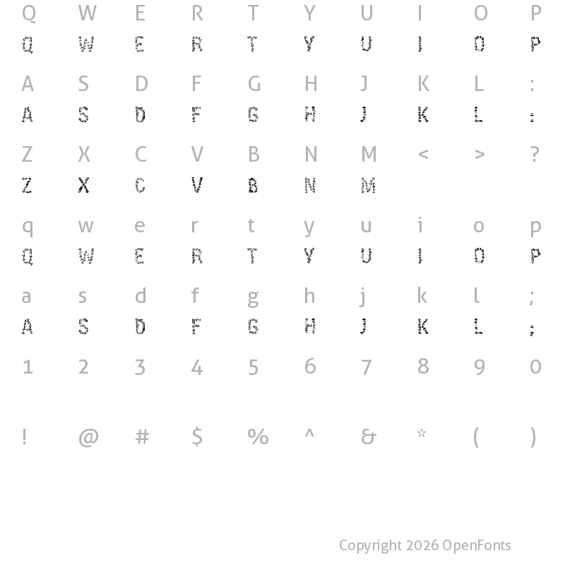 Character Map of Kissingfont Regular