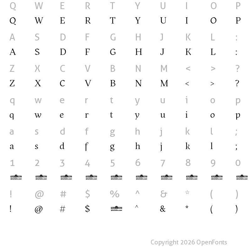 Character Map of Kitsch Trial Regular