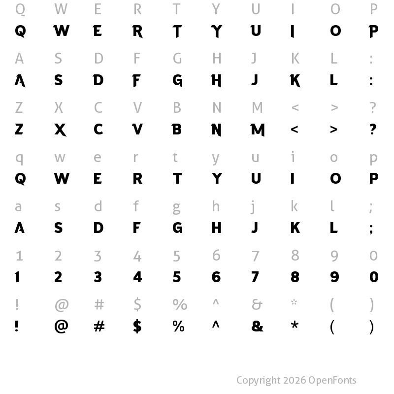 Character Map of Kizard Regular