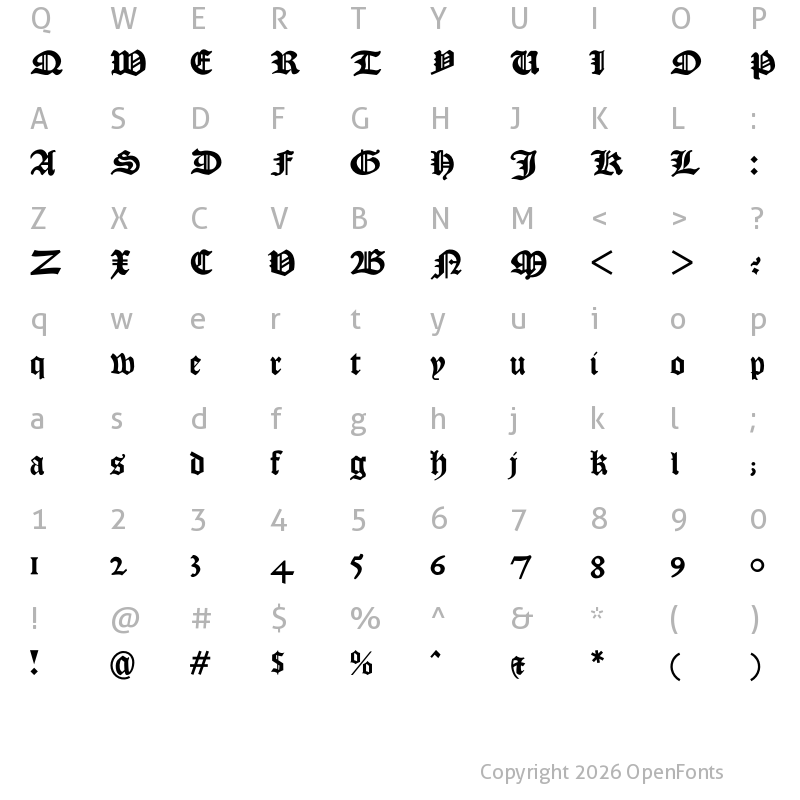 Character Map of KJV1611 Regular
