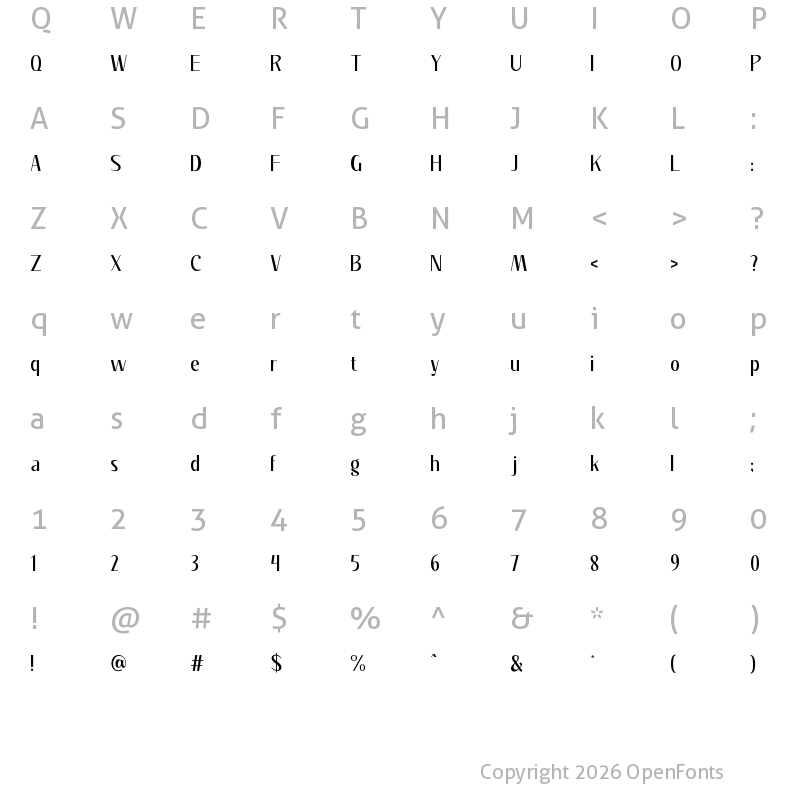 Character Map of Klara Regular