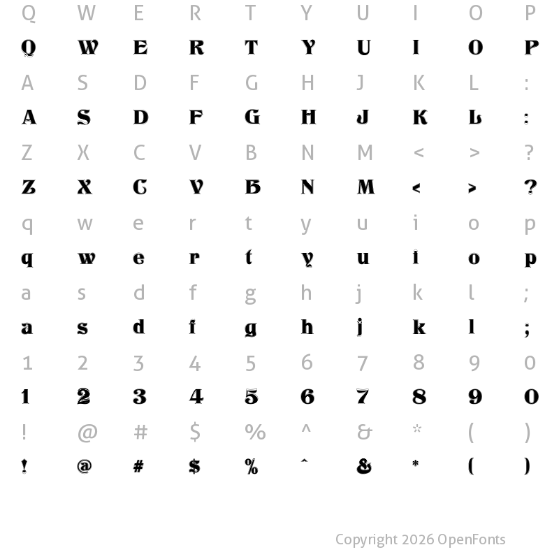 Character Map of Klarissa Contour Regular