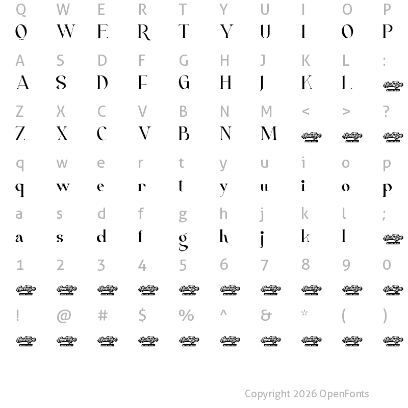 Character Map of Klaudie Nikol Demo Regular