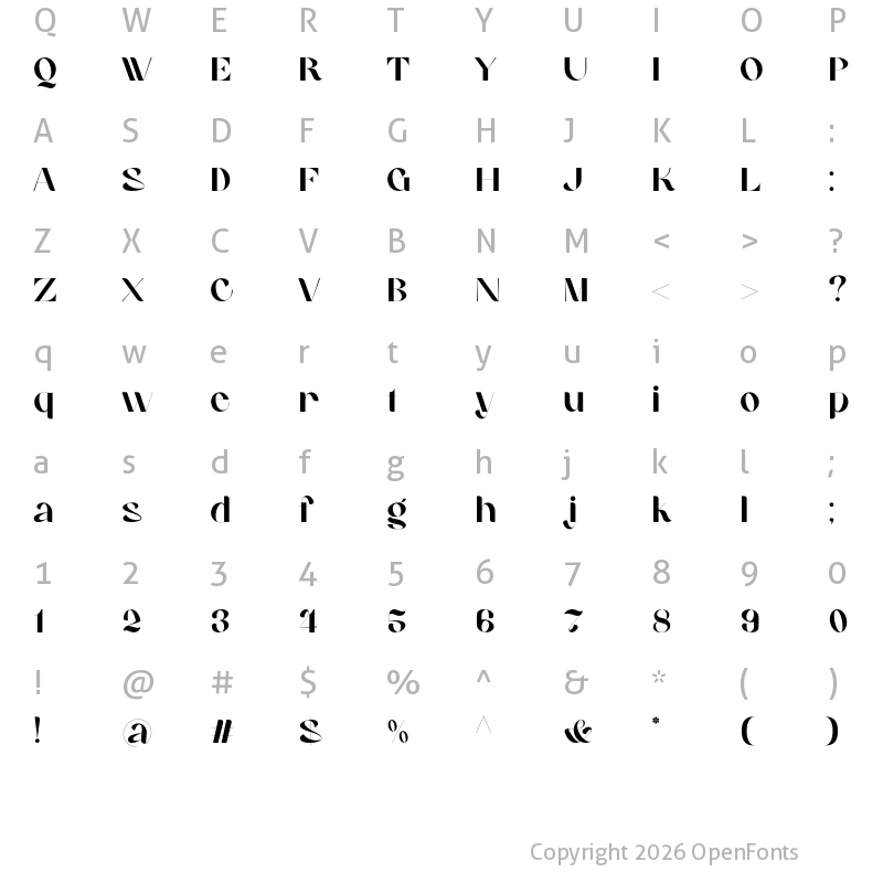 Character Map of Klauge Regular
