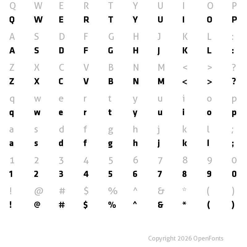 Character Map of Klavika Bold Bold