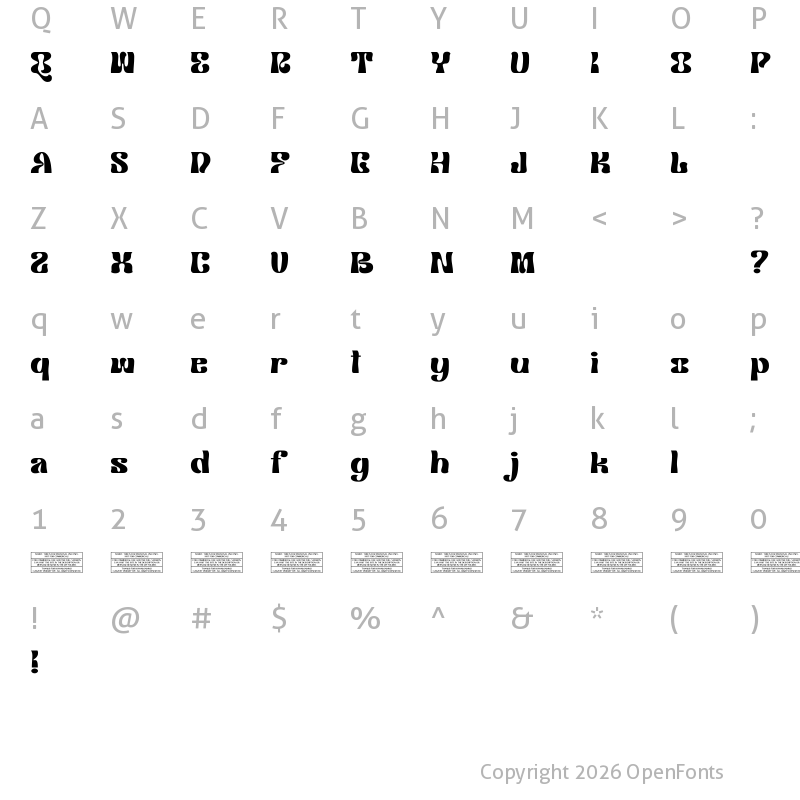 Character Map of Klemer Display DEMO Regular