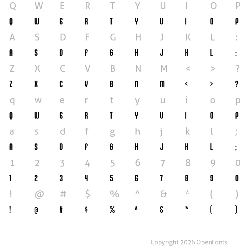 Character Map of Kleptocracy Titling Condensed