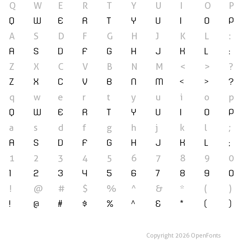 Character Map of Kleptocracy Titling Expanded Light