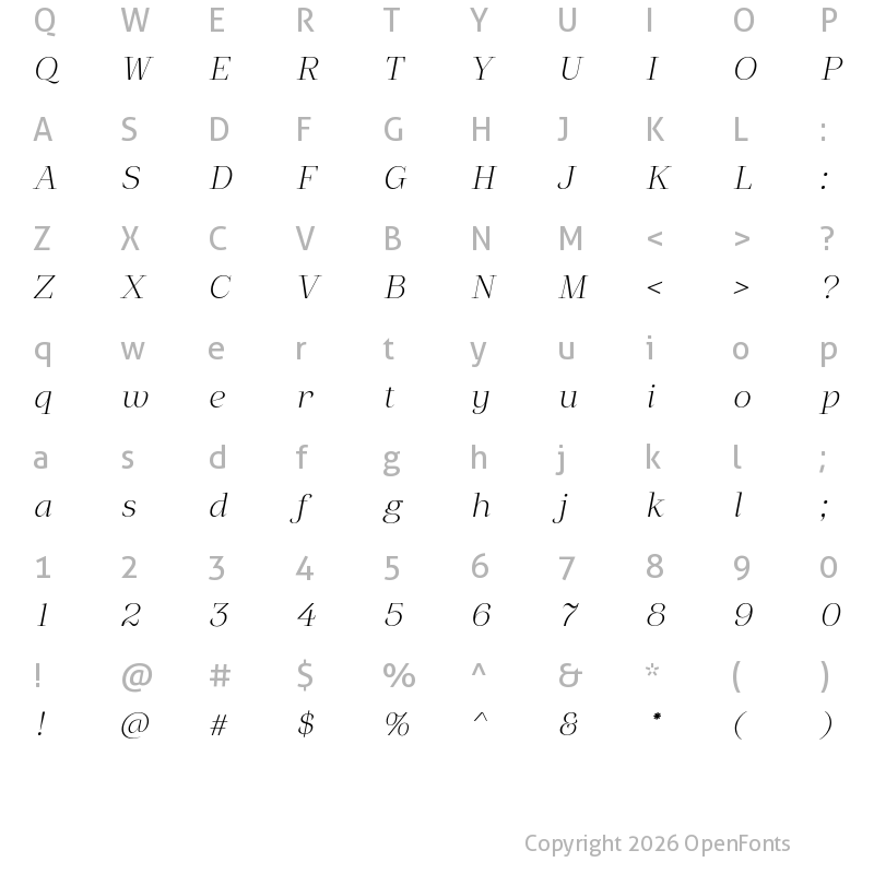 Character Map of Klimaks Bold Italic