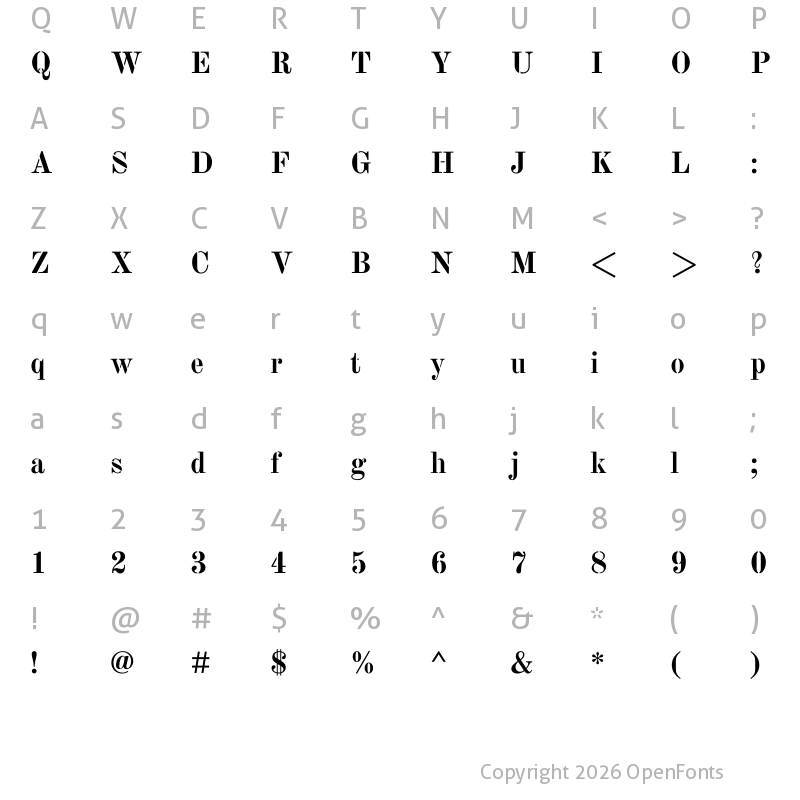 Character Map of Km Standard TT Bold