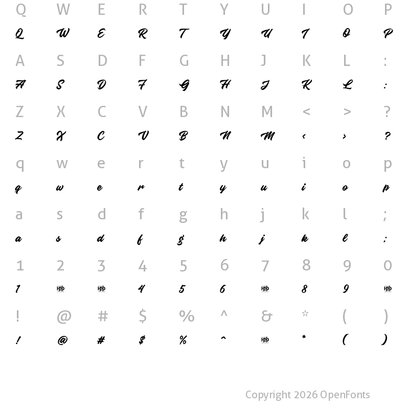 Character Map of Knight Brush Demo Regular
