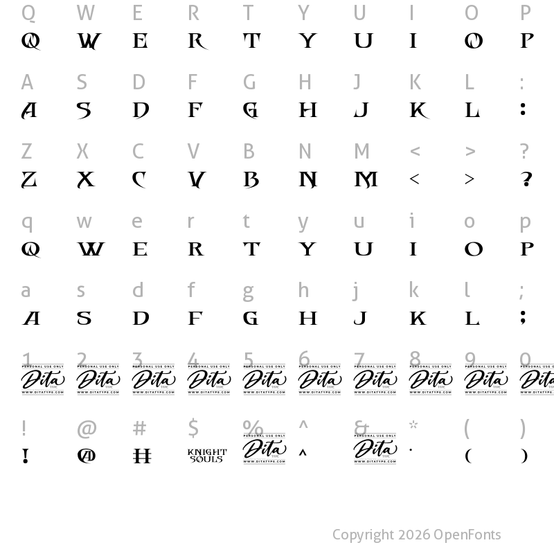 Character Map of Knight Souls Personal Use Regular