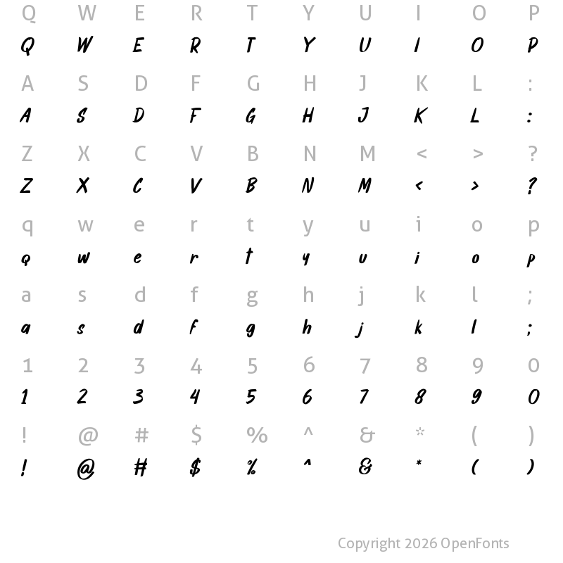 Character Map of Knock Down Regular