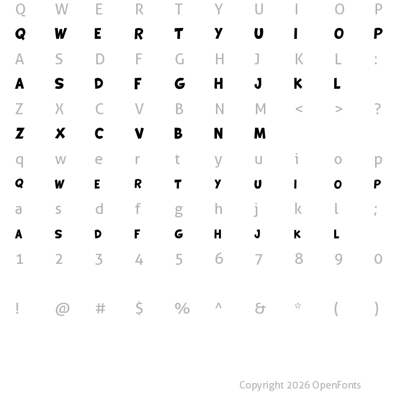 Character Map of KOALA NAMU DEMO Regular