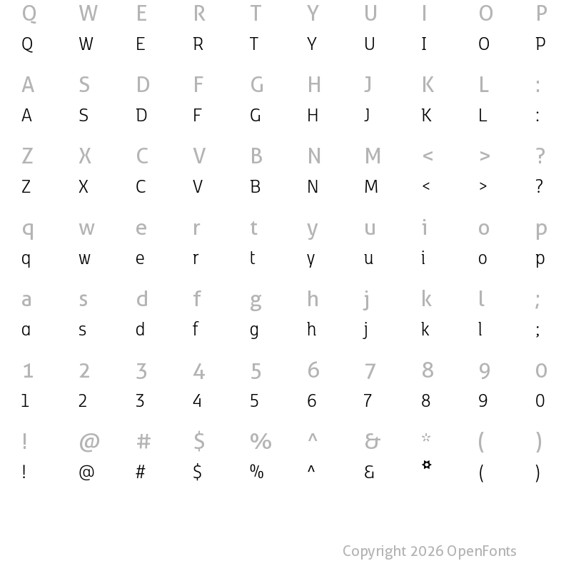 Character Map of Kobenhavn C Light